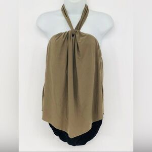 Venus Brown & Black One Piece Swimsuit Sz 22 Tie High Neck Halter Padded Draped‎